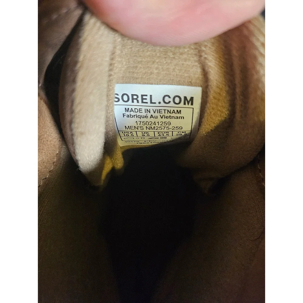 Sorel Cheyanne II Duck Boots Mens 10.5 Tobacco Black Waterproof NM2575-259